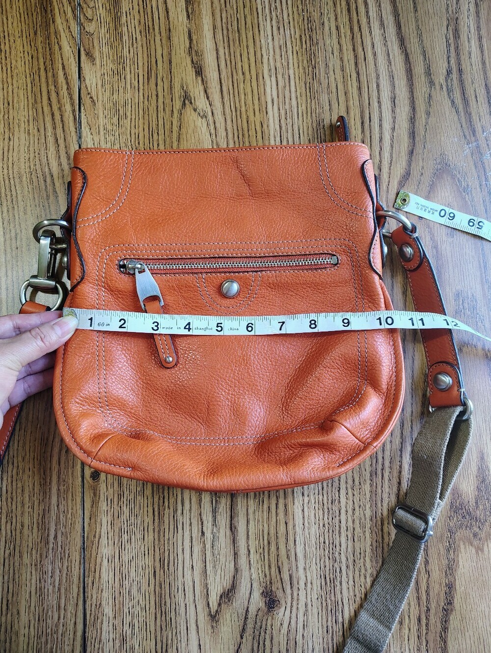 B.Makowsky Orange Genuine Leather Crossbody Bag and Animal Print Multi Pockets. - Picture 10 of 15